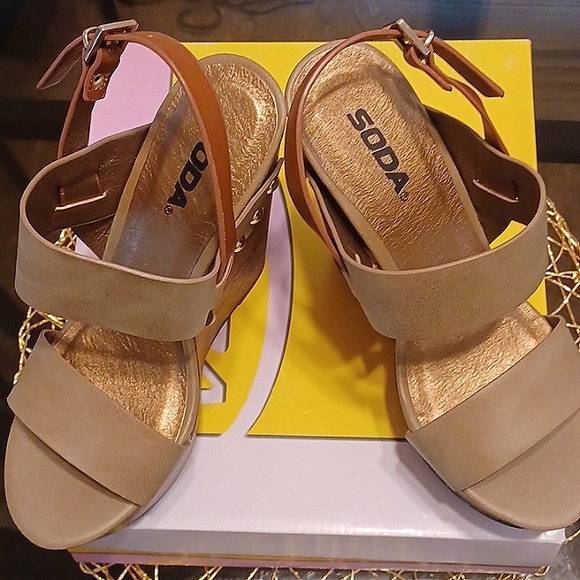 Soda-Gold Studded Strapped  Sandals Color: Stone Sizes:  7.0&  7.5, - Picture 2 of 4